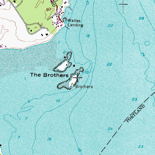 Topographic Map of The Brothers, ME