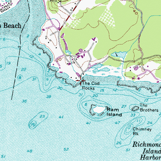 Topographic Map of The Cod Rocks, ME