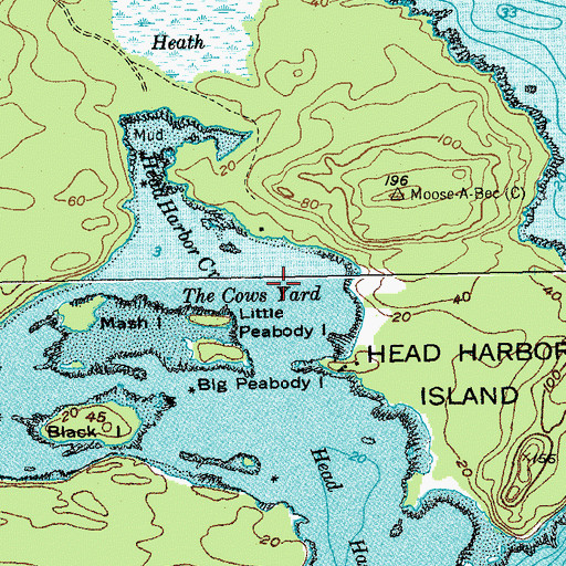 Topographic Map of The Cows Yard, ME