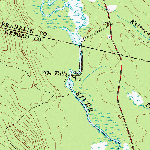 Topographic Map of The Falls, ME