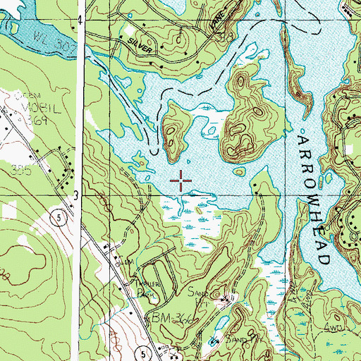 Topographic Map of Lake Arrowhead, ME