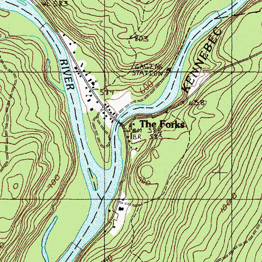Topographic Map of The Forks, ME