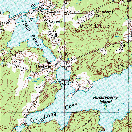 Topographic Map of The Haulover, ME