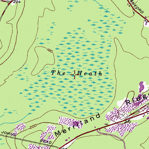 Topographic Map of The Heath, ME
