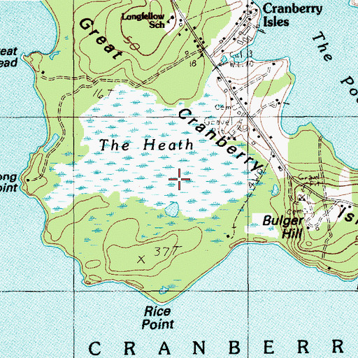 Topographic Map of The Heath, ME
