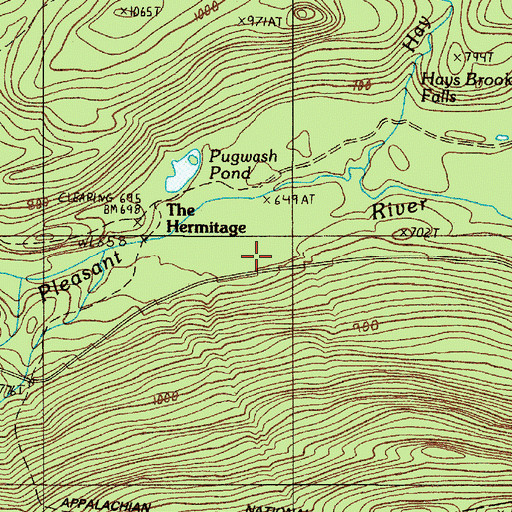 Topographic Map of The Hermitage, ME