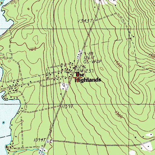 Topographic Map of The Highlands, ME