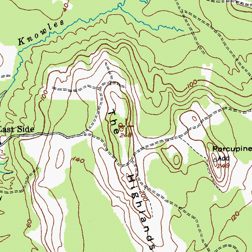 Topographic Map of The Highlands, ME