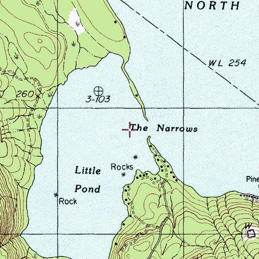 Topographic Map of The Narrows, ME