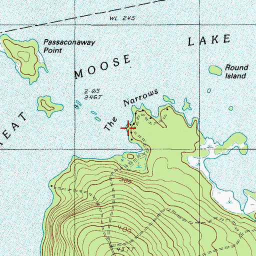 Topographic Map of The Narrows, ME