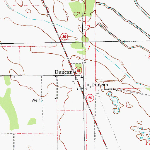Topographic Map of Duncan, AR