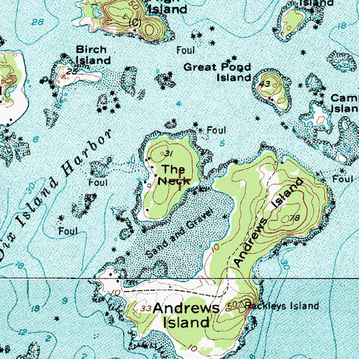 Topographic Map of The Neck, ME