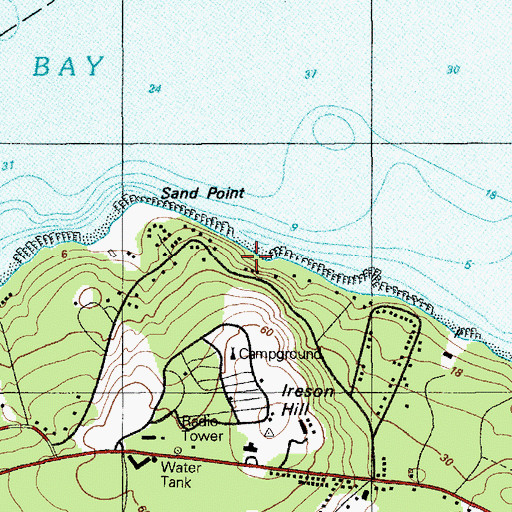Topographic Map of The Ovens, ME