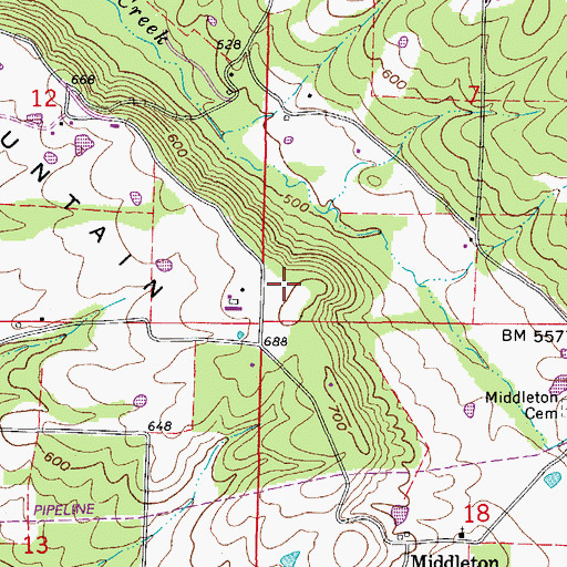 Topographic Map of Dutton Mountain, AR