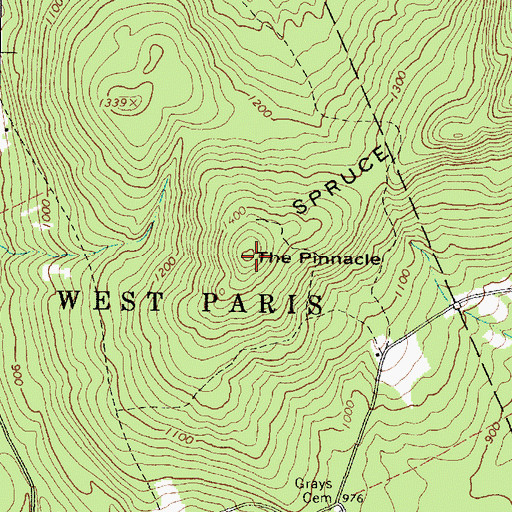 Topographic Map of The Pinnacle, ME