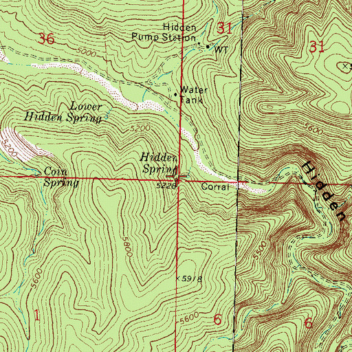 Topographic Map of Hidden Spring, AZ