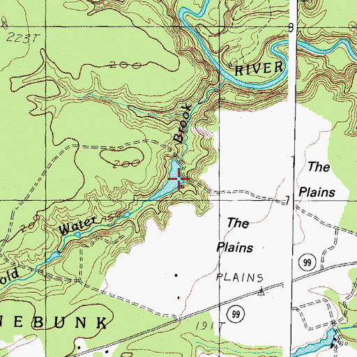 Topographic Map of The Plains, ME