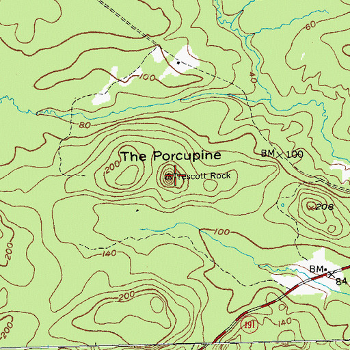 Topographic Map of The Porcupine, ME