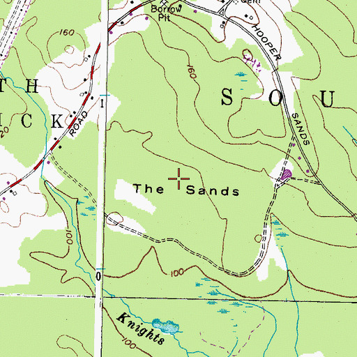 Topographic Map of The Sands, ME