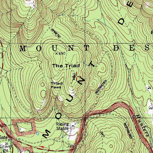 Topographic Map of The Triad, ME