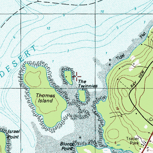 Topographic Map of The Twinnies, ME