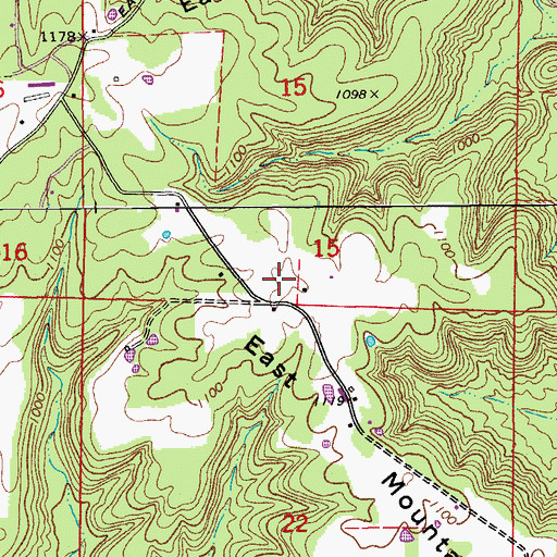 Topographic Map of East Mountain, AR