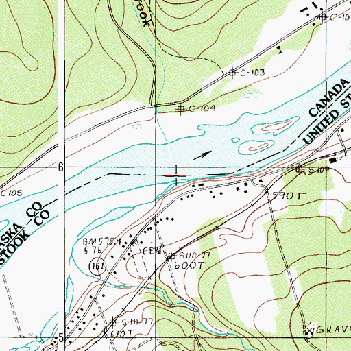 Topographic Map of Thibideau Brook, ME