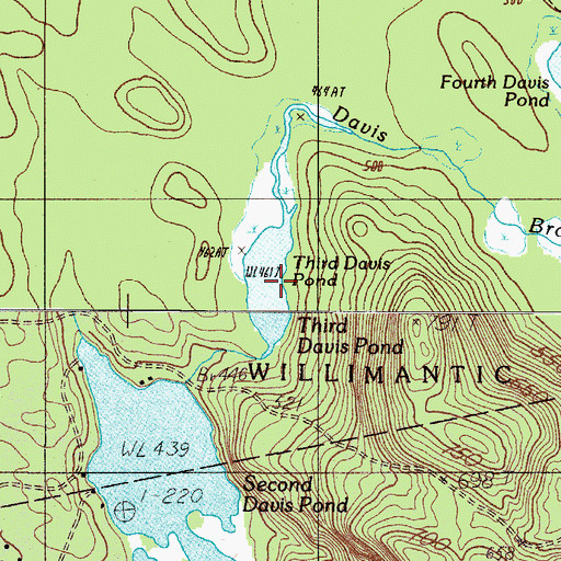 Topographic Map of Third Davis Pond, ME
