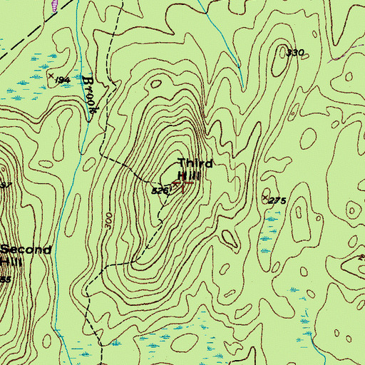 Topographic Map of Third Hill, ME