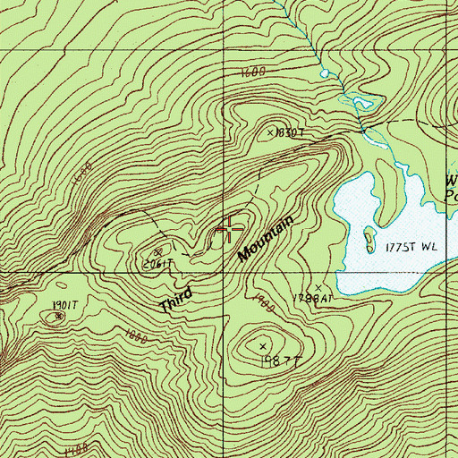 Topographic Map of Third Mountain, ME