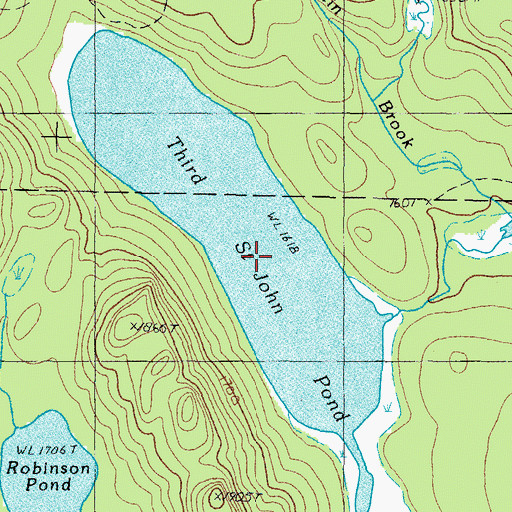 Topographic Map of Third Saint John Pond, ME