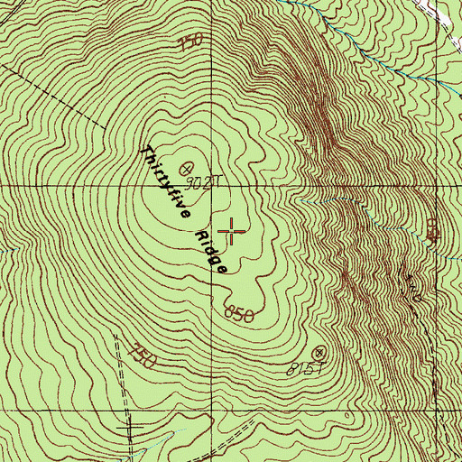 Topographic Map of Thirtyfive Ridge, ME