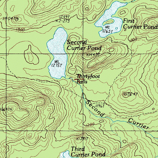 Topographic Map of Thirtyfoot Falls, ME