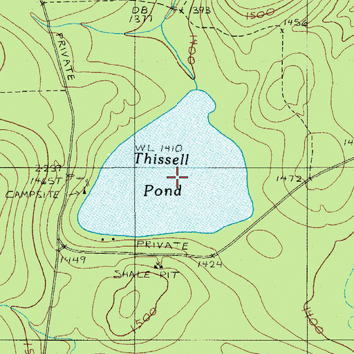 Topographic Map of Thissell Pond, ME