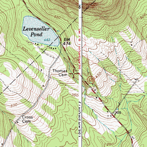 Topographic Map of Thomas Cemetery, ME