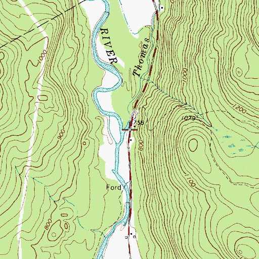 Topographic Map of Thomas Farm Brook, ME