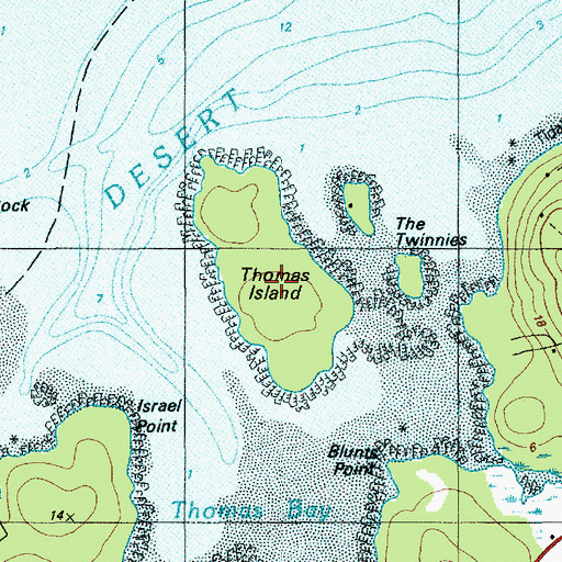Topographic Map of Thomas Island, ME