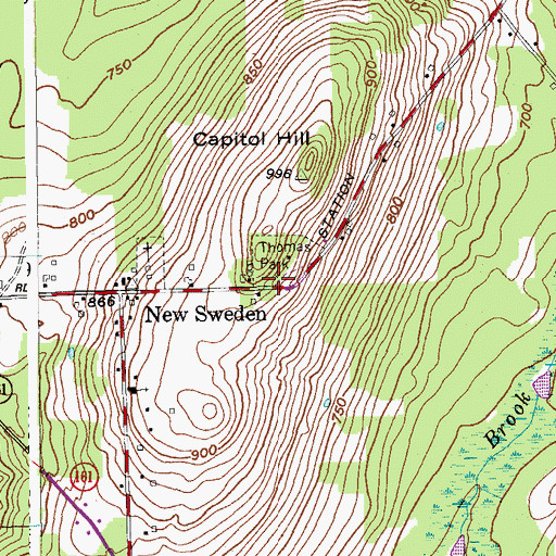 Topographic Map of Thomas Park, ME