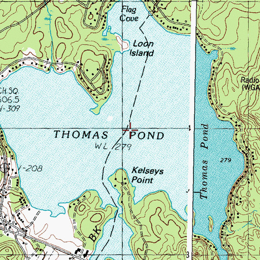 Topographic Map of Thomas Pond, ME