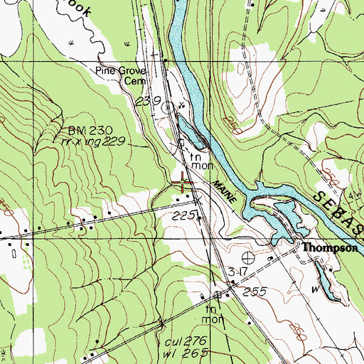 Topographic Map of Thompson Brook, ME