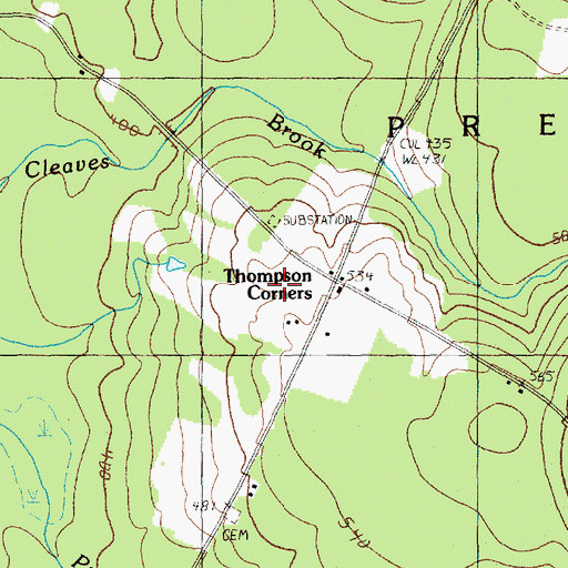 Topographic Map of Thompson Corners, ME