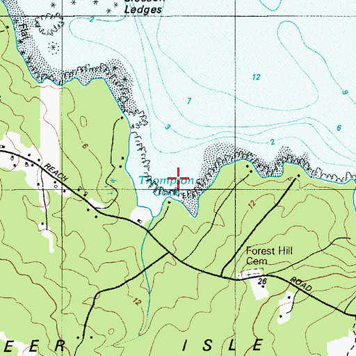Topographic Map of Thompson Cove, ME