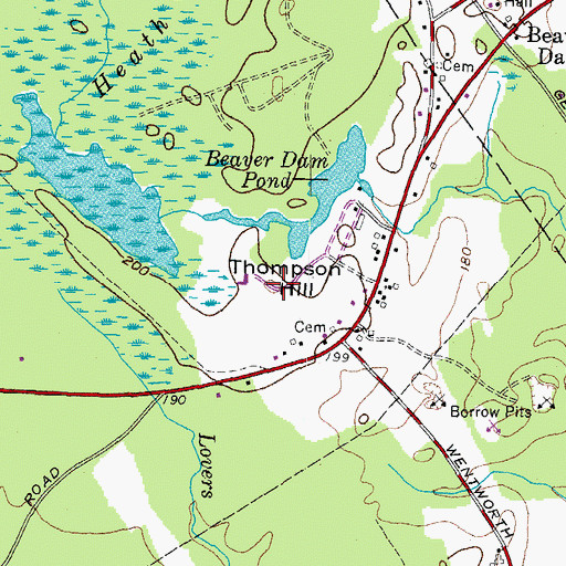 Topographic Map of Thompson Hill, ME
