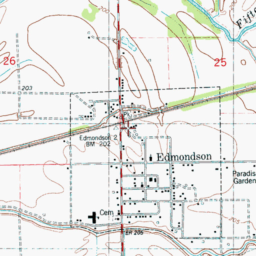 Topographic Map of Edmondson, AR