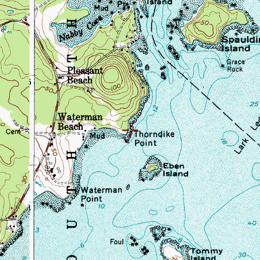Topographic Map of Thorndike Point, ME