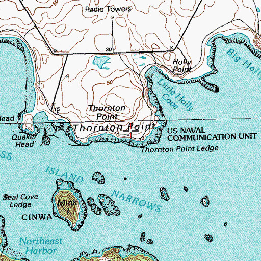 Topographic Map of Thornton Point, ME