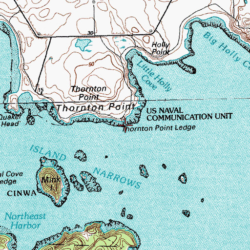 Topographic Map of Thornton Point Ledge, ME