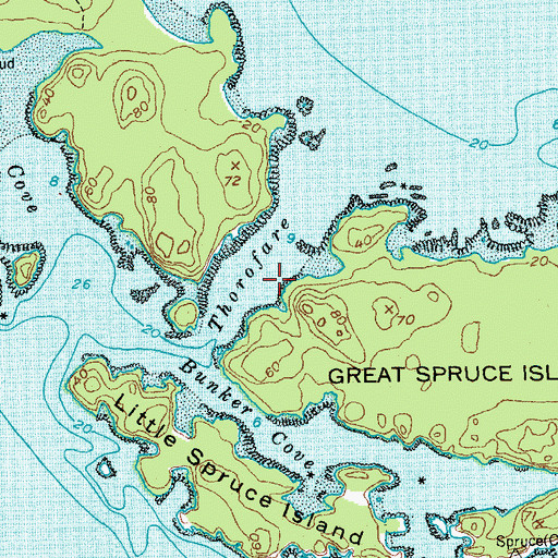 Topographic Map of Thorofare, ME