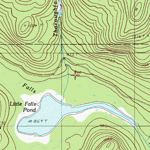 Topographic Map of Thoroughfare Brook, ME