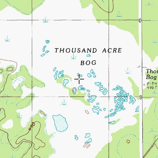 Topographic Map of Thousand Acre Bog, ME